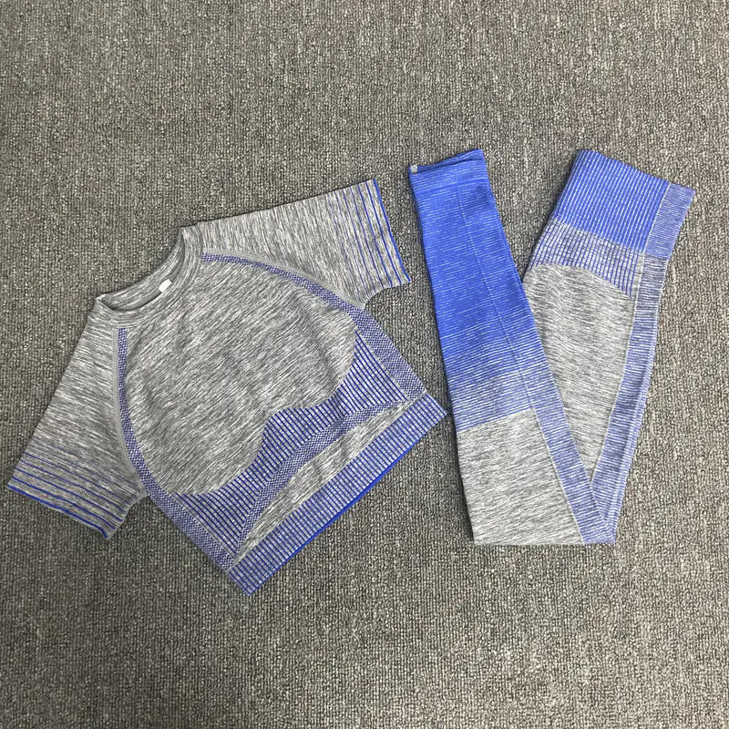 Conjunto de yoga para mujer con leggings de manga corta y cintura alta