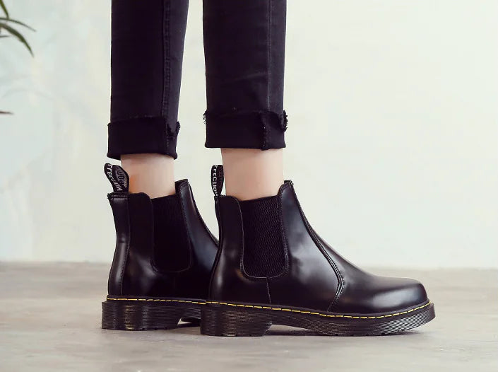 Aura13 Women’s Chelsea Ankle Boots – Classic Martin Short Boots with Waterproof Platform & Block Heel