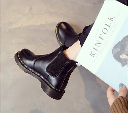 Aura13 Women’s Chelsea Ankle Boots – Classic Martin Short Boots with Waterproof Platform & Block Heel