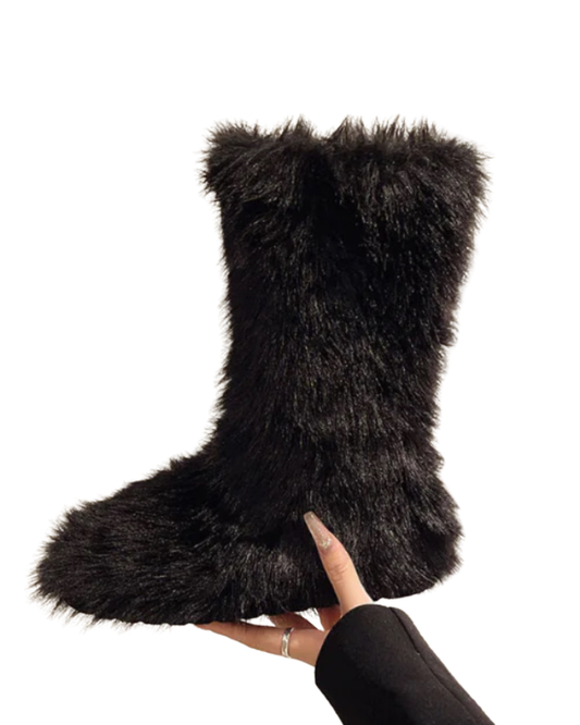 Aura13 Velvet Winter Snow Boots for Women – Plush Lined High-Cylinder Sock Boots with Non-Slip Rubber Sole