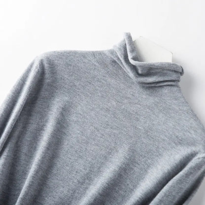 Aura13 Women’s High-Neck Knit Sweater – Slim Fit Wool Pullover for Autumn & Winter