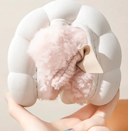 Aura13 Women’s Winter Plush Fur Slippers – Soft Indoor Slides with Bow & Non-Slip Sole