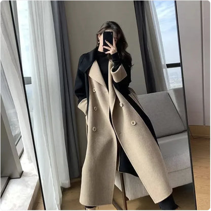 Aura13 Double-Sided Fleece Wool Long Coat