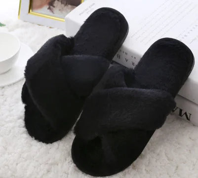 Aura13 Plush Faux Fur Slippers – Cozy Women’s Winter Home Shoes with Soft Lining & Non-Slip Sole