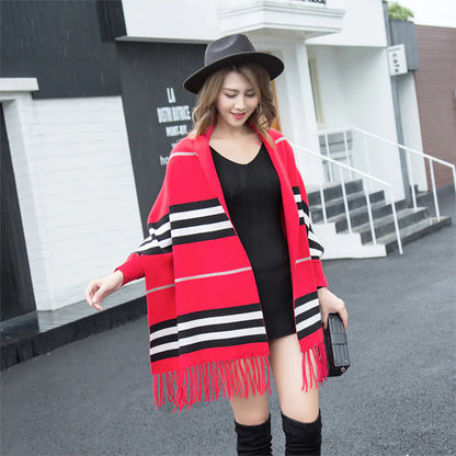 Aura13 Reversible Thick Long Scarf with Sleeves – Double-Sided Women’s Winter Shawl Wrap