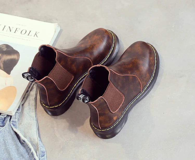 Aura13 Women’s Chelsea Ankle Boots – Classic Martin Short Boots with Waterproof Platform & Block Heel