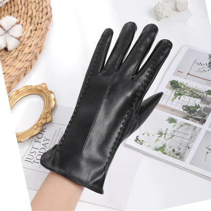 Aura13 Women’s Warm Winter Leather Gloves – Touchscreen Fleece-Lined Driving Gloves