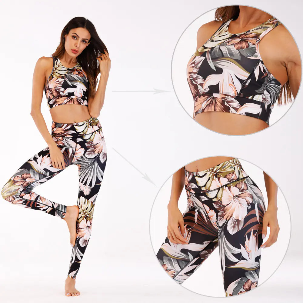 Aura13 Women’s High-Waist Floral Print Yoga Pants – Digital Print Milk Silk Leggings for Fitness & Everyday Style