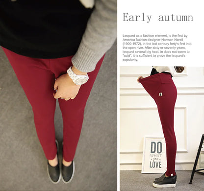 Aura13 Thickened Maternity Leggings – Warm Cotton Plush Stretch Pants for Autumn & Winter Comfort