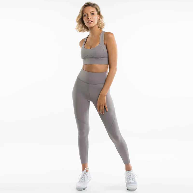 Aura13 Fall Winter Yoga Fitness Set – Women’s Moisture-Wicking Solid Color 2-Piece Activewear