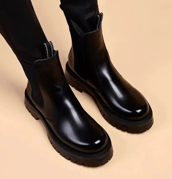 Aura13 Men’s Winter Fleece-Lined Dr. Martens Boots – Water-Resistant Korean Style Combat Boots