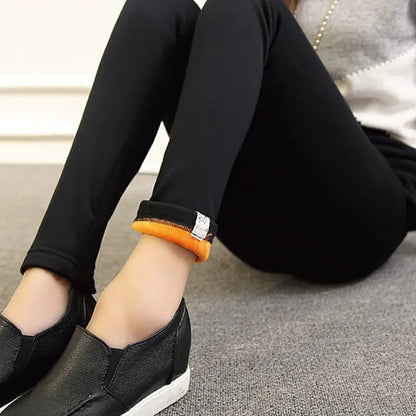 Aura13 Thickened Maternity Leggings – Warm Cotton Plush Stretch Pants for Autumn & Winter Comfort