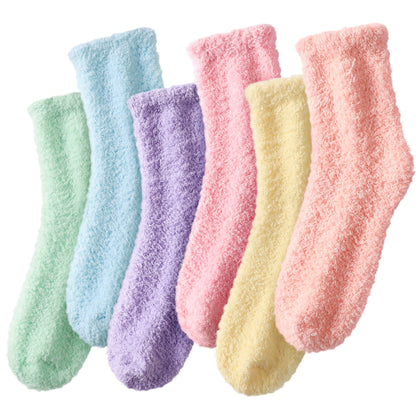 Aura13 Fuzzy Socks for Women (6 Pairs) – Fluffy Cozy Winter Warm Socks for Everyday Comfort