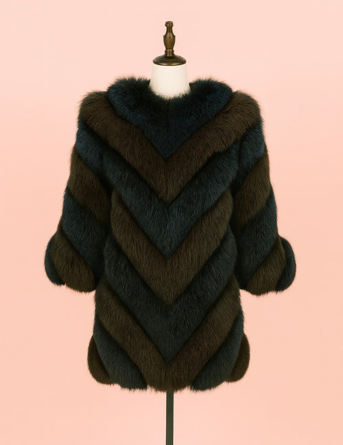 Aura13 Haining Faux Fox Fur Coat for Women – Street Style Medium-Length Winter Fashion Coat