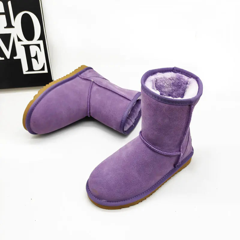 Aura13 Women’s Genuine Leather Mid-Calf Snow Boots – Premium Cowhide Winter Boots for Warmth & Style