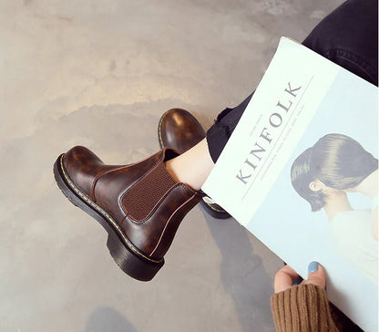 Aura13 Women’s Chelsea Ankle Boots – Classic Martin Short Boots with Waterproof Platform & Block Heel