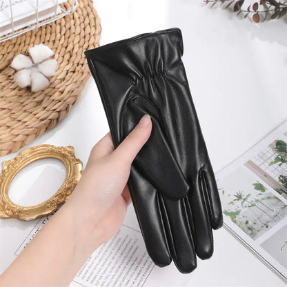Aura13 Women’s Warm Winter Leather Gloves – Touchscreen Fleece-Lined Driving Gloves