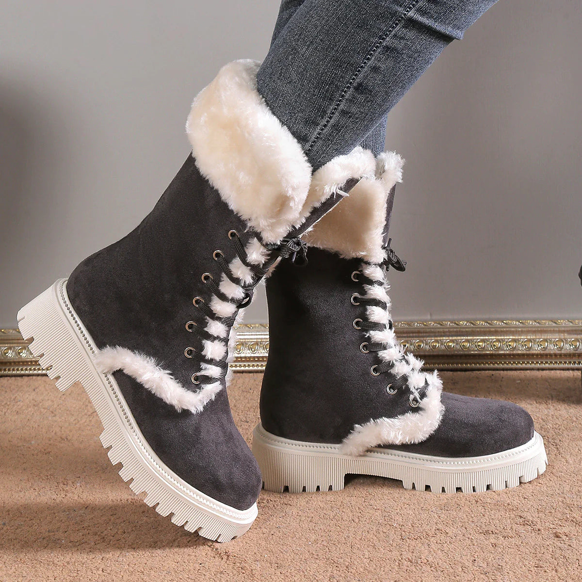 Aura13 Ever Cozy Women’s Snow Boots – Warm Mid-Calf Winter Boots for Comfort & Style