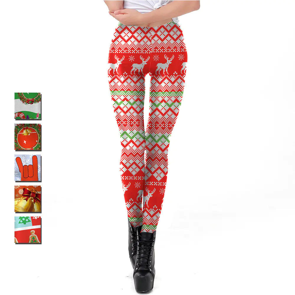 Aura13 Women’s Christmas Digital Print Leggings – Festive Stretch Holiday Tights for Winter Comfort & Style