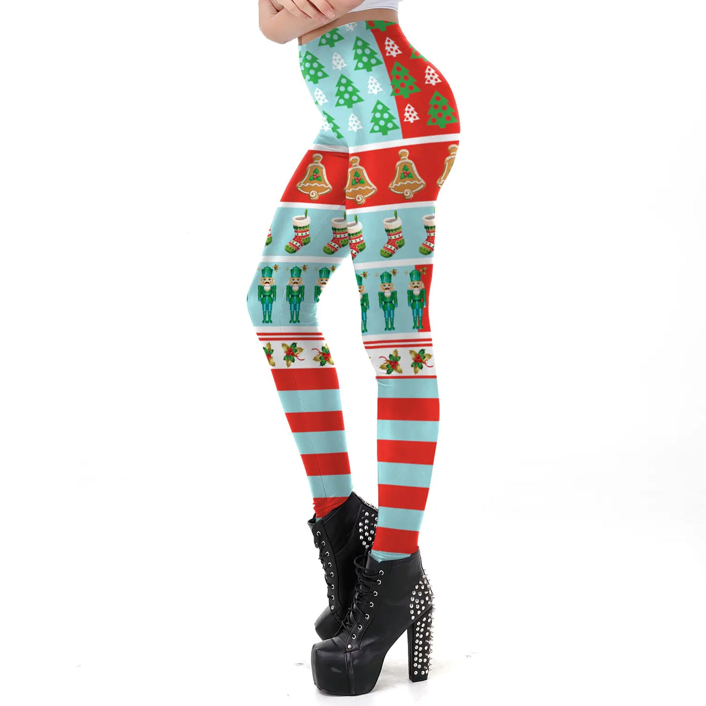 Aura13 Women’s Christmas Digital Print Leggings – Festive Stretch Holiday Tights for Winter Comfort & Style