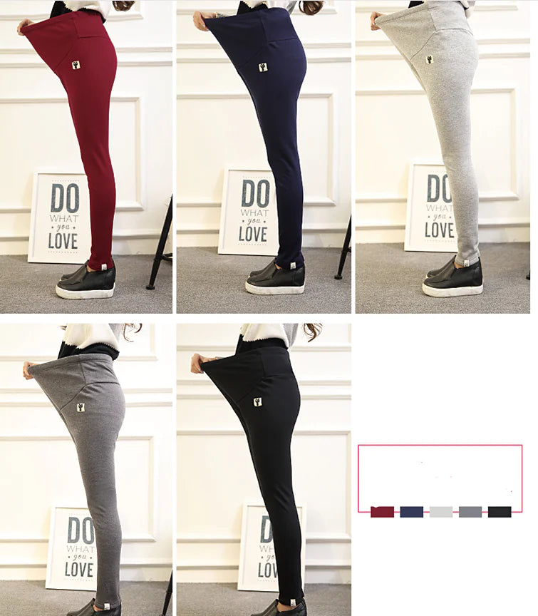 Aura13 Thickened Maternity Leggings – Warm Cotton Plush Stretch Pants for Autumn & Winter Comfort