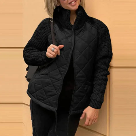 Aura13 Women’s Stand Collar Cotton Jacket – Zip-Up Winter Coat with Pockets for Everyday Wear