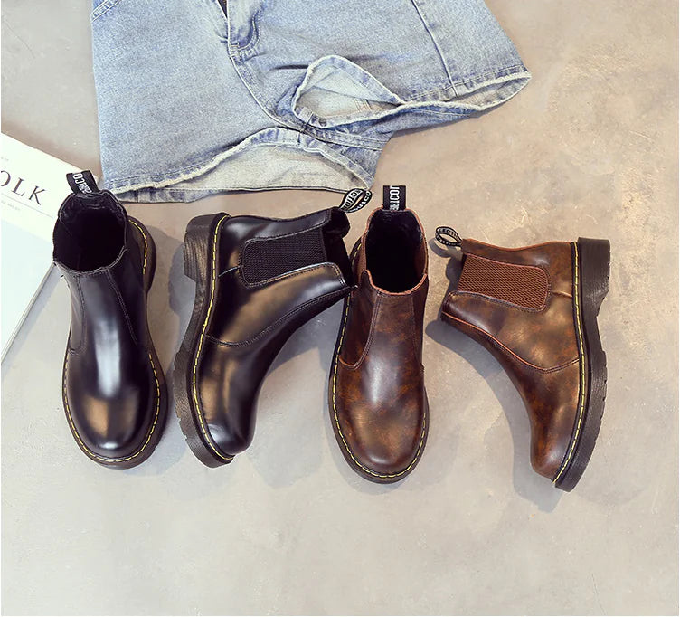 Aura13 Women’s Chelsea Ankle Boots – Classic Martin Short Boots with Waterproof Platform & Block Heel