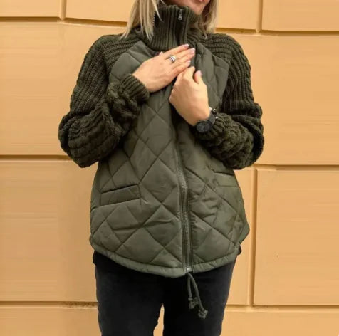 Aura13 Women’s Stand Collar Cotton Jacket – Zip-Up Winter Coat with Pockets for Everyday Wear