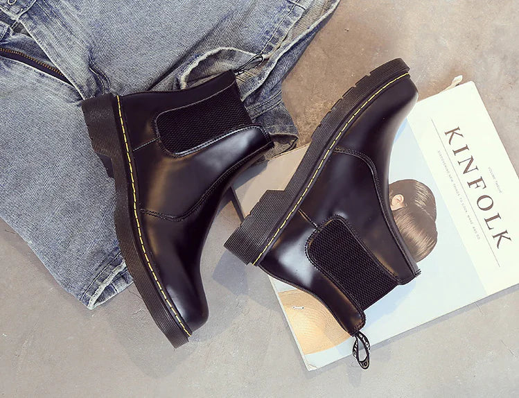 Aura13 Women’s Chelsea Ankle Boots – Classic Martin Short Boots with Waterproof Platform & Block Heel