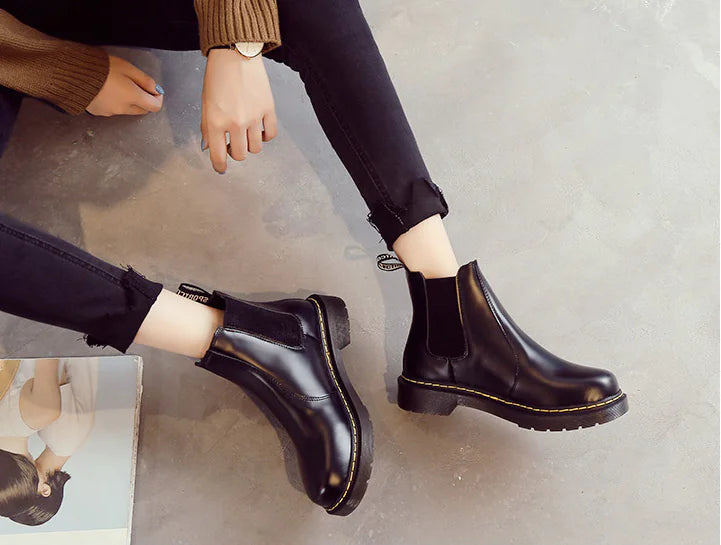 Aura13 Women’s Chelsea Ankle Boots – Classic Martin Short Boots with Waterproof Platform & Block Heel