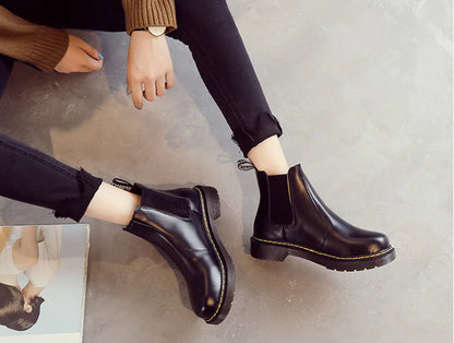 Aura13 Women’s Chelsea Ankle Boots – Classic Martin Short Boots with Waterproof Platform & Block Heel