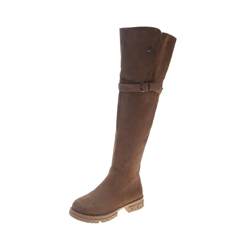 Aura13 Thick-Heeled Over-the-Knee Fleece Snow Boots – Elegant Warm Winter High Boots for Women