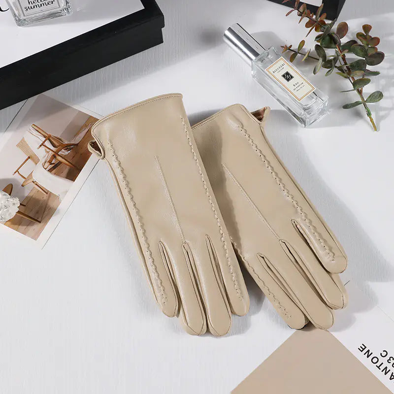 Aura13 Women’s Warm Winter Leather Gloves – Touchscreen Fleece-Lined Driving Gloves