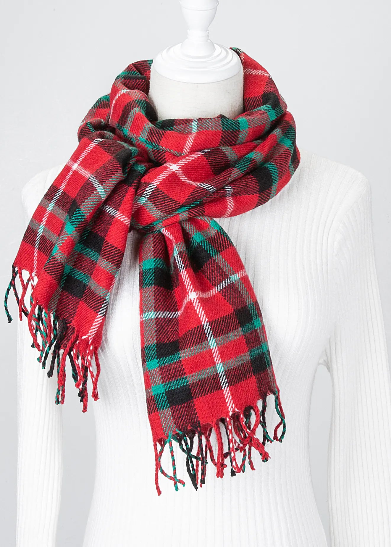 Aura13 Autumn Winter Plaid Cashmere Scarf & Shawl – Soft Warm Tassel Wrap for Women