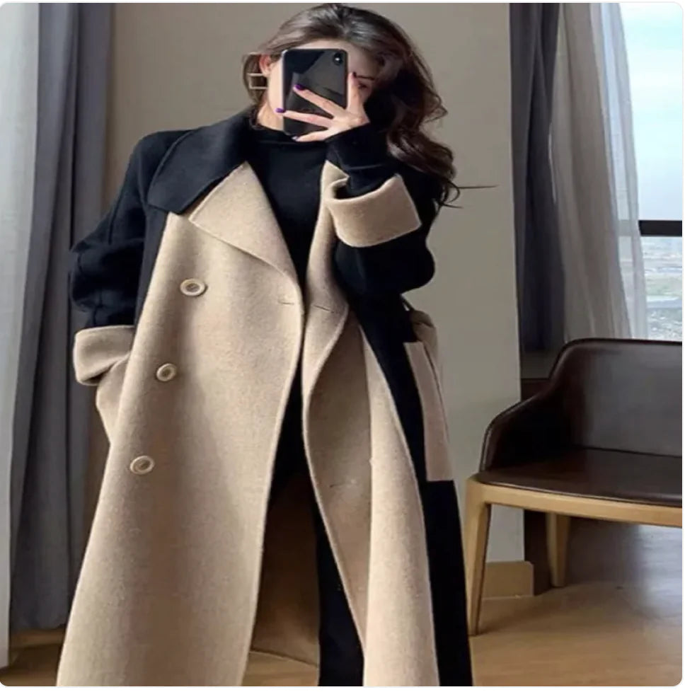 Aura13 Double-Sided Fleece Wool Long Coat