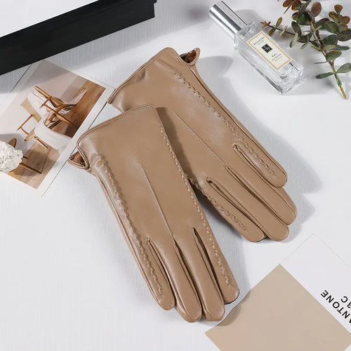 Aura13 Women’s Warm Winter Leather Gloves – Touchscreen Fleece-Lined Driving Gloves