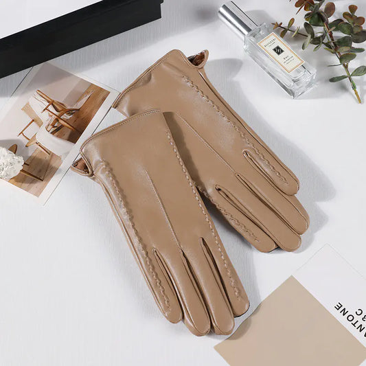 Aura13 Women’s Warm Winter Leather Gloves – Touchscreen Fleece-Lined Driving Gloves
