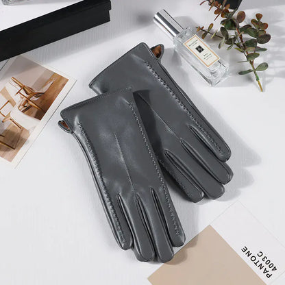 Aura13 Women’s Warm Winter Leather Gloves – Touchscreen Fleece-Lined Driving Gloves