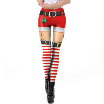 Aura13 Women’s Christmas Digital Print Leggings – Festive Stretch Holiday Tights for Winter Comfort & Style