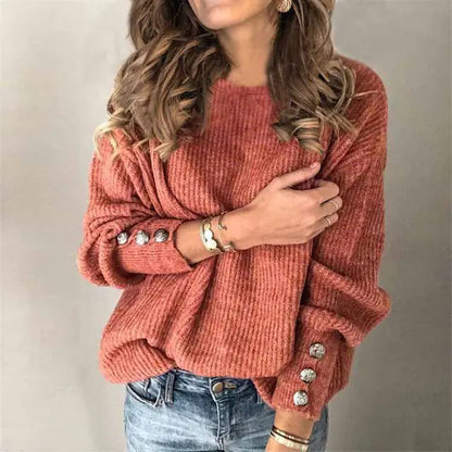 Aura13 Vintage Casual Turtleneck Sweater for Women – Long Sleeve Knit Pullover in Warm Autumn Colors