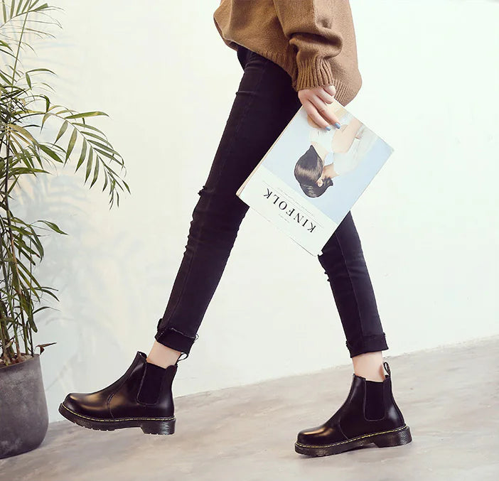 Aura13 Women’s Chelsea Ankle Boots – Classic Martin Short Boots with Waterproof Platform & Block Heel