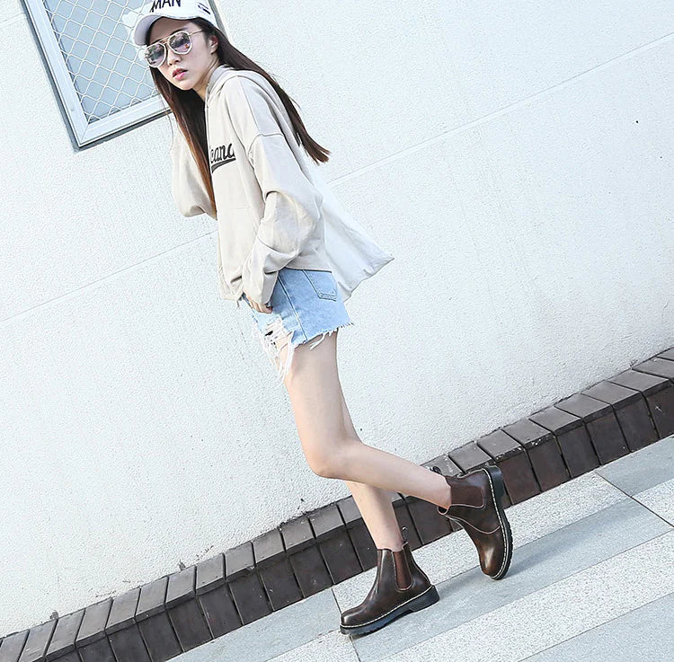 Aura13 Women’s Chelsea Ankle Boots – Classic Martin Short Boots with Waterproof Platform & Block Heel