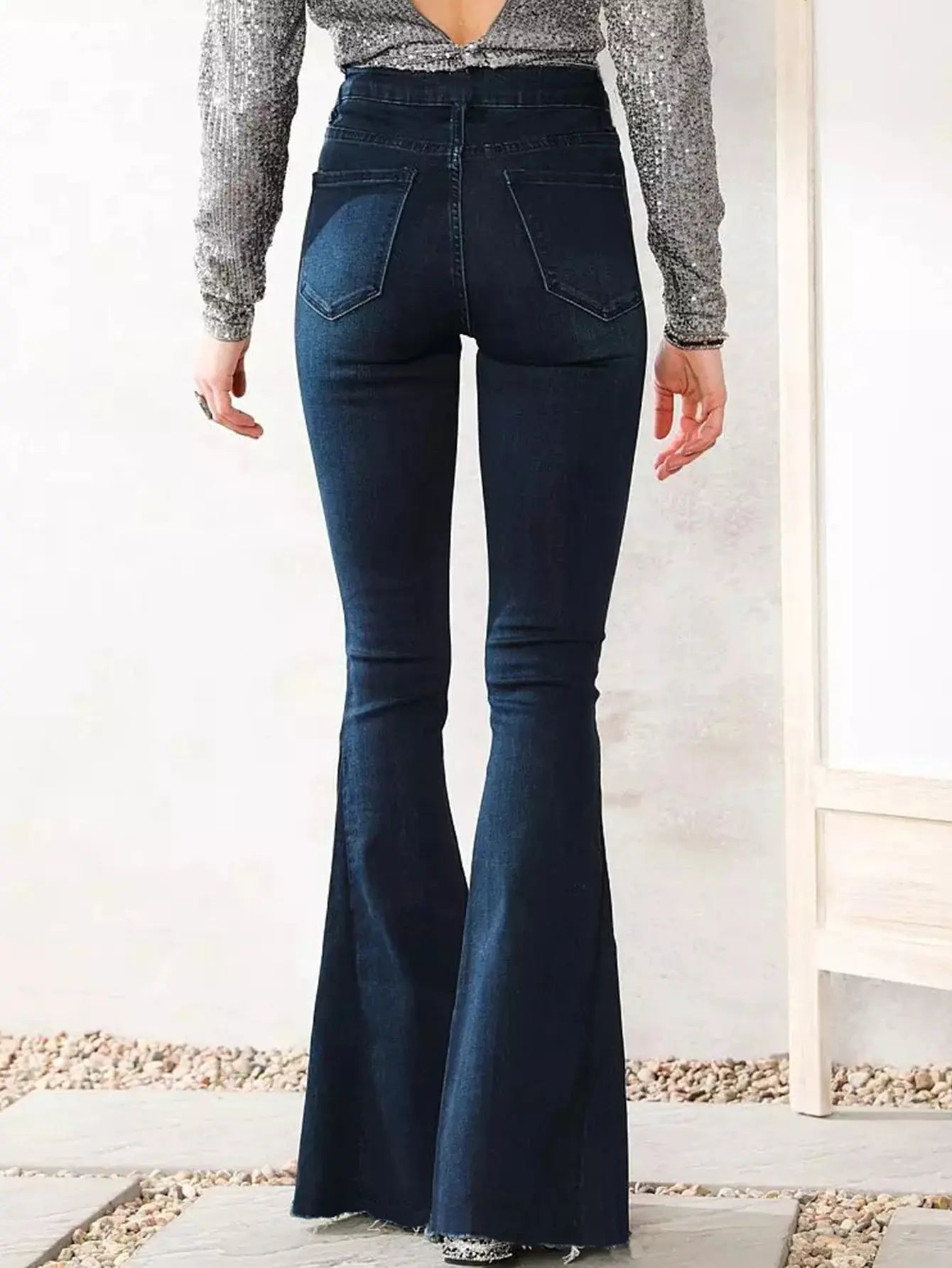 Aura13 Women’s Slim Fit Stretch Flare Jeans – High Waist Fall/Winter Denim Pants