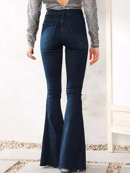 Aura13 Women’s Slim Fit Stretch Flare Jeans – High Waist Fall/Winter Denim Pants