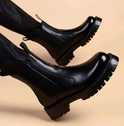 Aura13 Men’s Winter Fleece-Lined Dr. Martens Boots – Water-Resistant Korean Style Combat Boots