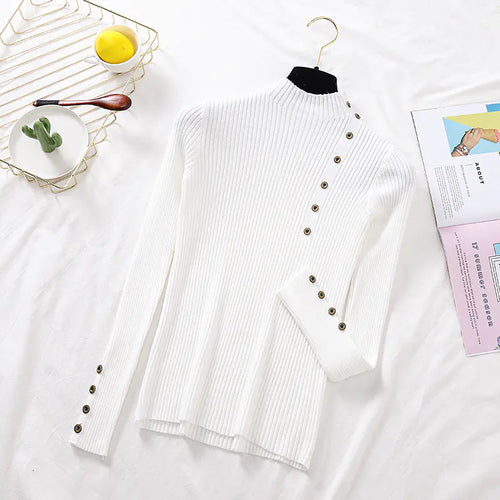 Aura13 Women’s Slim Fit Knit Turtleneck Sweater – Semi-High Neck Pullover for Autumn & Winter