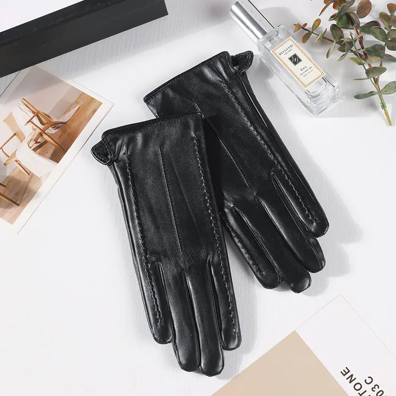 Aura13 Women’s Warm Winter Leather Gloves – Touchscreen Fleece-Lined Driving Gloves