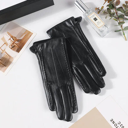 Aura13 Women’s Warm Winter Leather Gloves – Touchscreen Fleece-Lined Driving Gloves