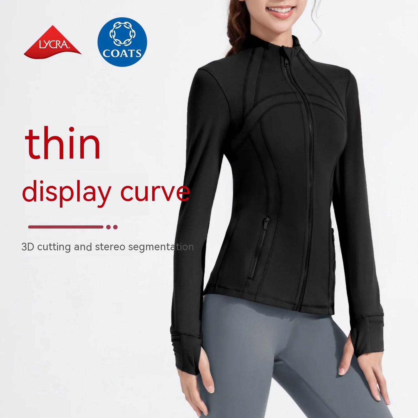 Aura13 Women’s Stand Collar Zip-Up Sports Jacket – Stretch Nylon Activewear for Running & Fitness