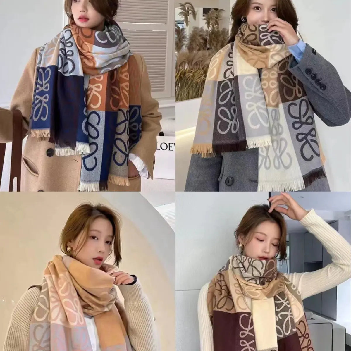 Aura13 290g Reversible Cashmere Scarf Shawl – Soft Double-Sided Winter Wrap for Women